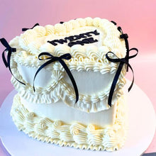 Load image into Gallery viewer, Tied with love- Love heart Vintage cake with ribbons