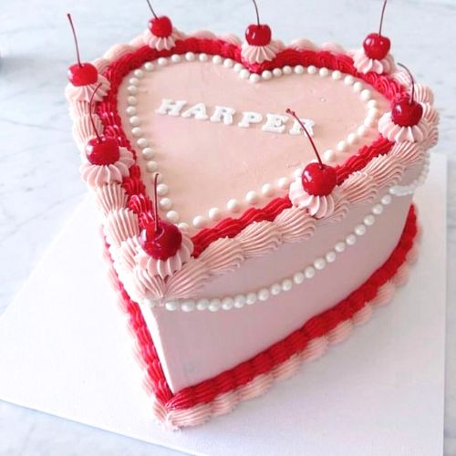 Chateau cherries  - vintage love heart with cherries